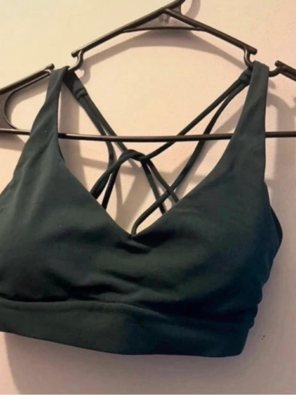 Athleta Teal Strappy V-Neck Sports Bra